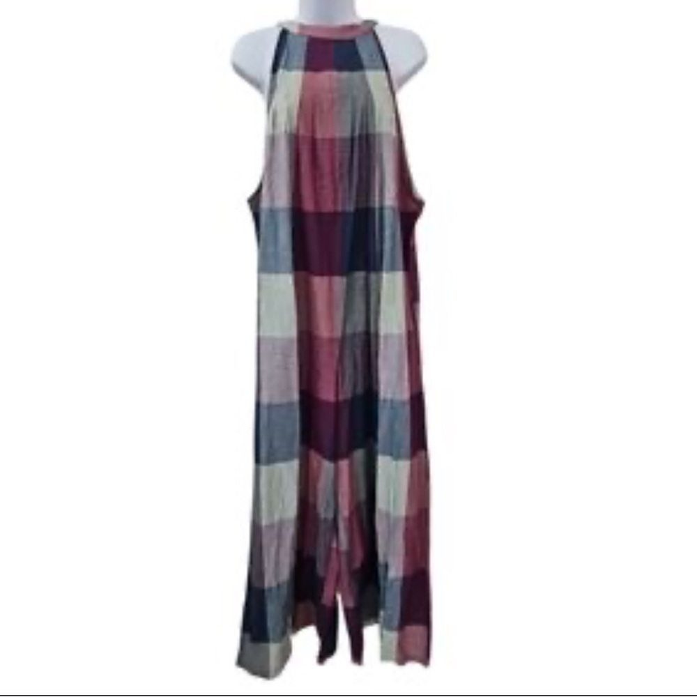 Cost Plus World Market Multicolor Plaid Wide Leg Jumpsuit